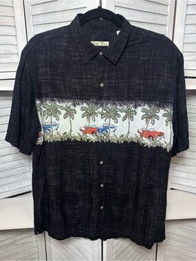 Vintage Batik Bay Retro Car & Palm Tree Hawaiian Shirt Large